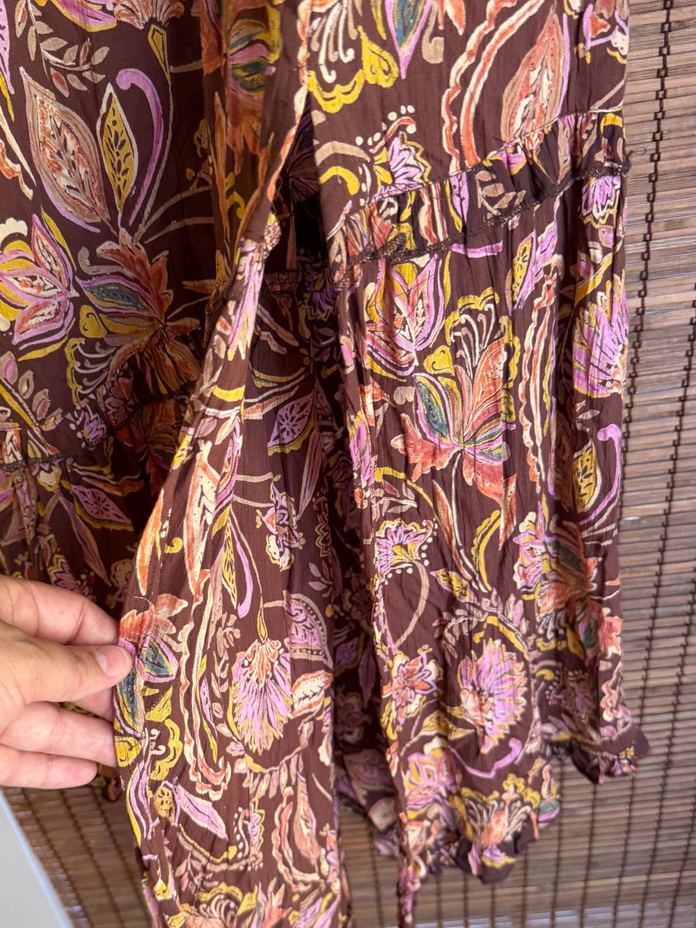 Vintage Angie Autumn Petals Brown Floral Boho Maxi Dress Size Small NWOT - Picture 6 of 10